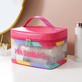 Bolsa fucsia para cosméticos – neceser grande impermeable y portátil
