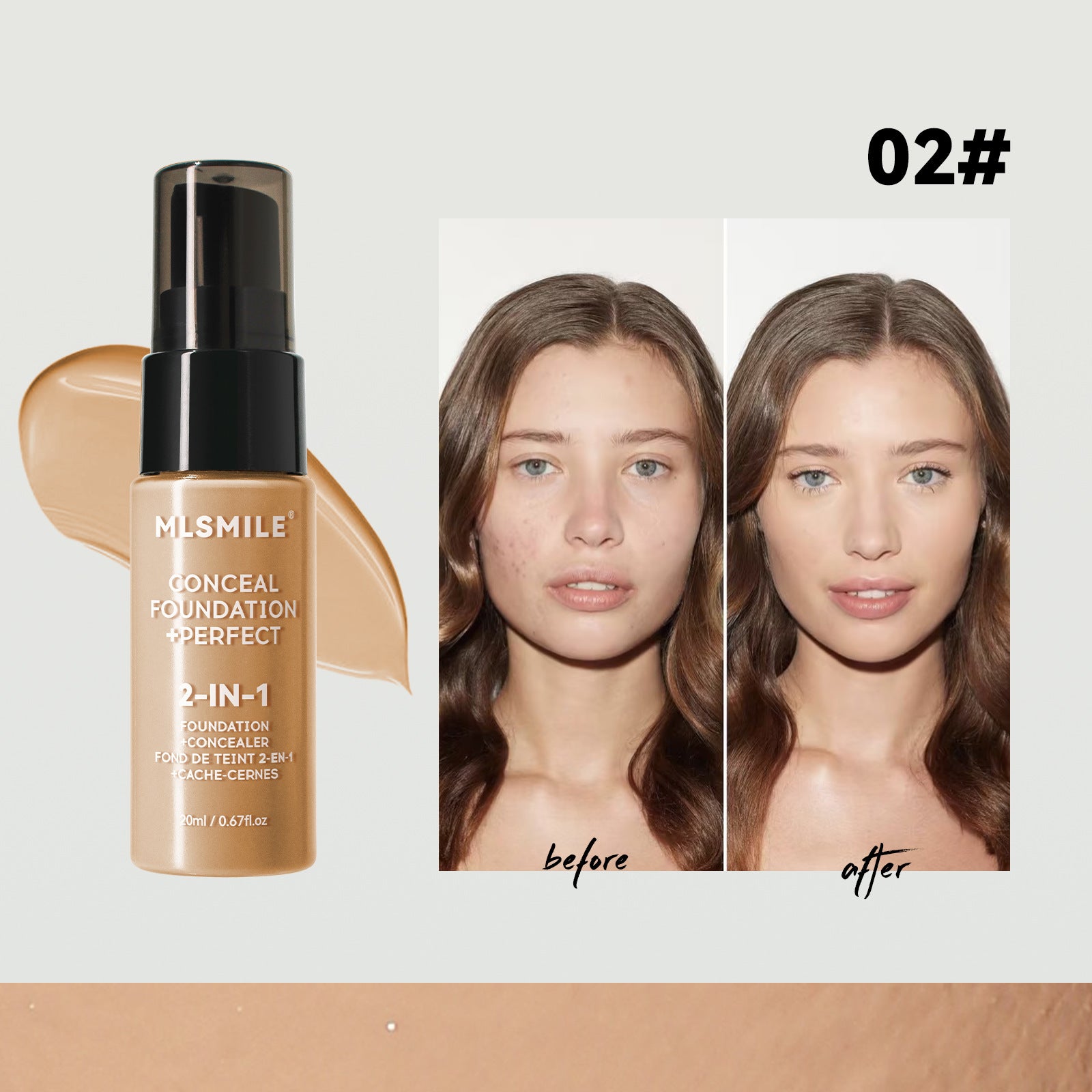 Base de maquillaje líquida de larga duración – Resistente al agua y sudor – 6 tonos（Mayoreo）