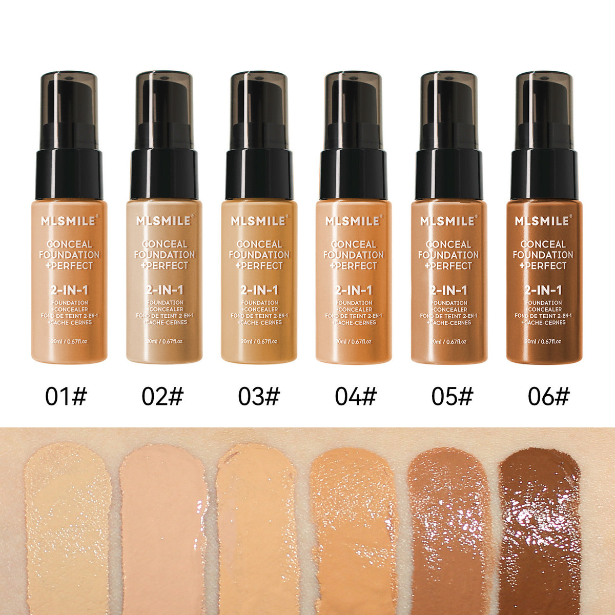 Base de maquillaje líquida de larga duración – Resistente al agua y sudor – 6 tonos（Mayoreo）