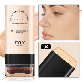 Base en barra con brocha – Corrector y maquillaje 2 en 1 – Larga duración, resistente al agua – 5 tonos （Mayoreo）