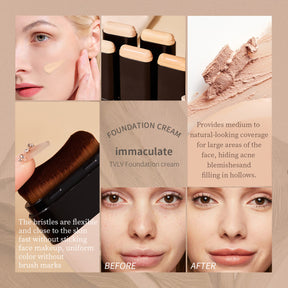 Base en barra con brocha – Corrector y maquillaje 2 en 1 – Larga duración, resistente al agua – 5 tonos （Mayoreo）