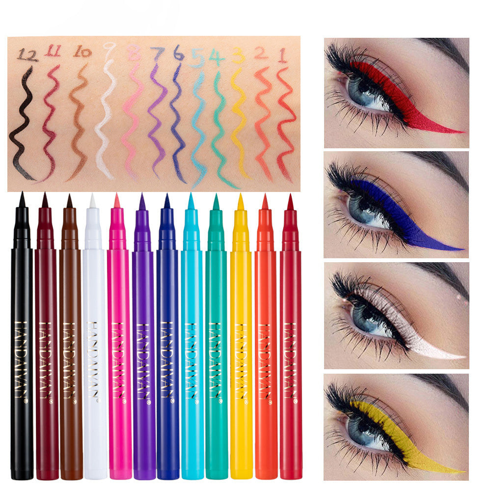 Delineador Líquido de Colores – 12 tonos vibrantes | Lapiz de ojos waterproof （Mayoreo）