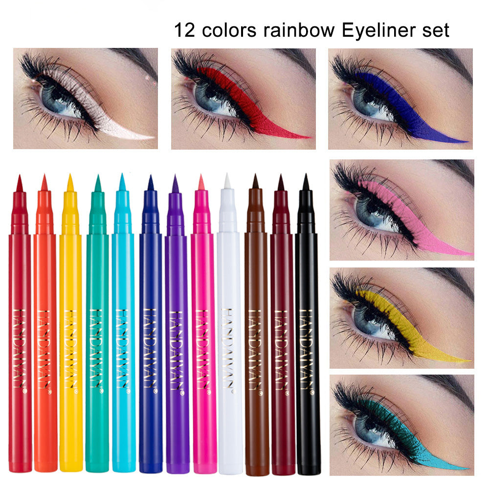 Delineador Líquido de Colores – 12 tonos vibrantes | Lapiz de ojos waterproof （Mayoreo）