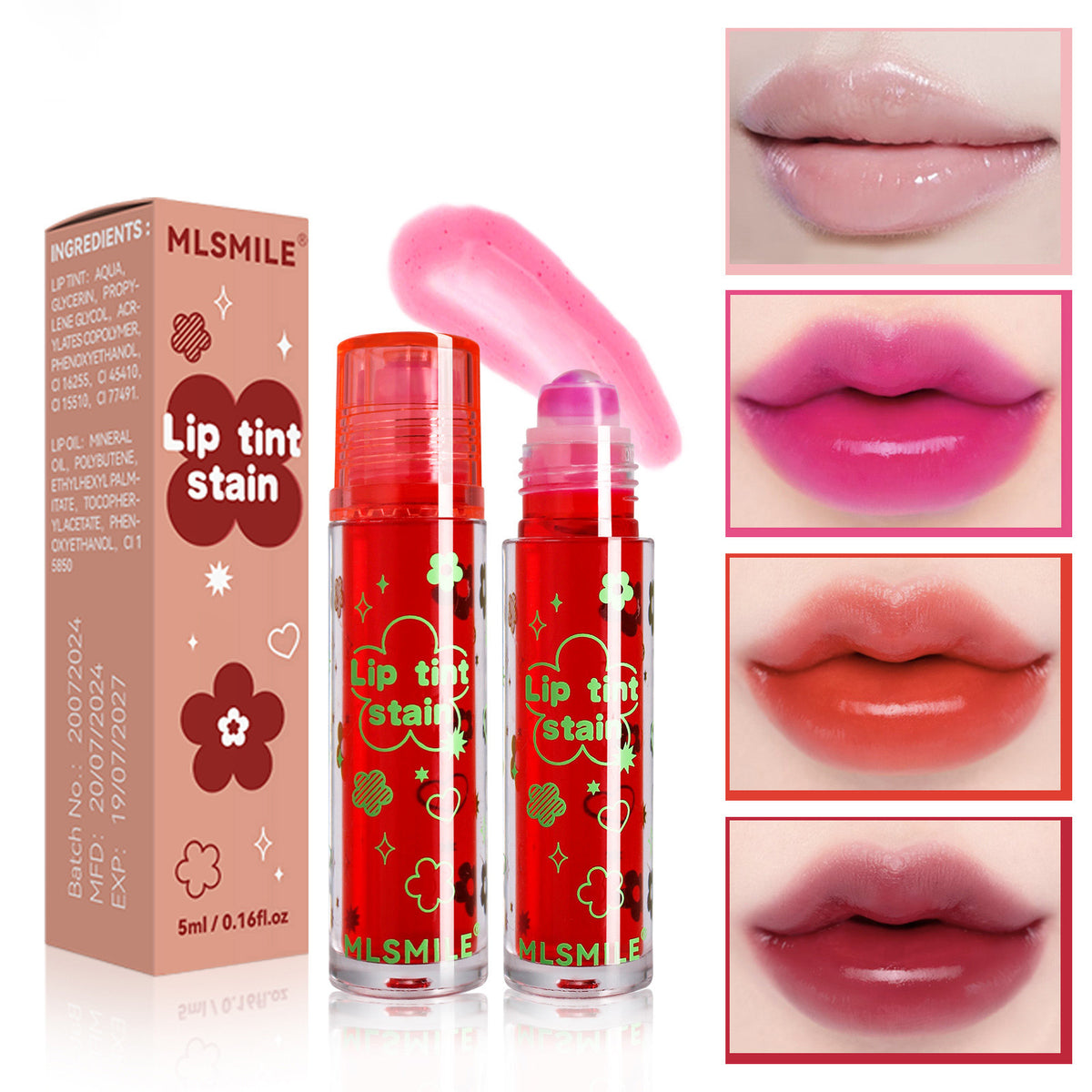 Labial Líquido con Aplicador de Rollo – Tintas para labios efecto tinta & gloss – 8 tonos vibrantes （Mayoreo）