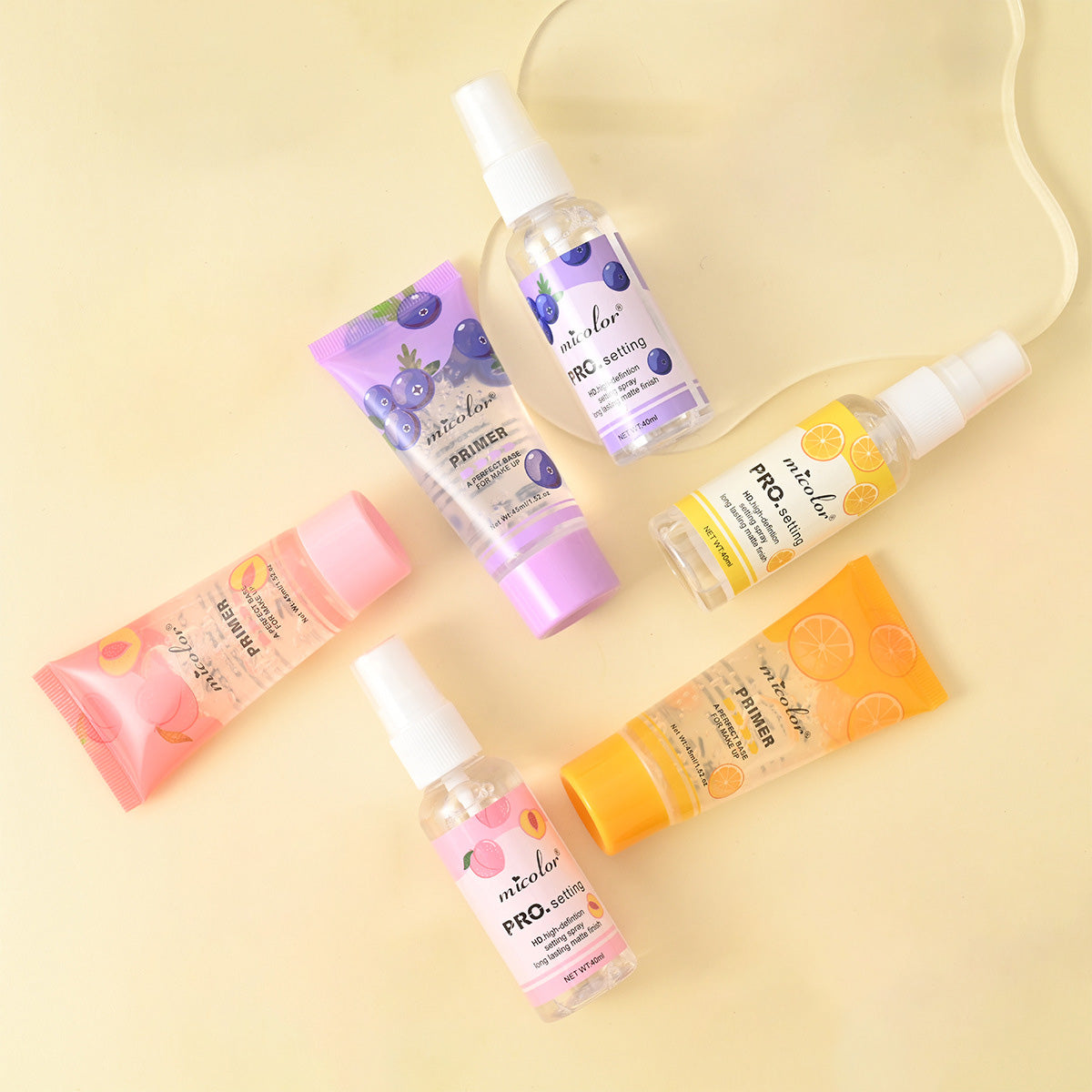 Set Holybook: Primer de Maquillaje + Spray Fijador | 3 Aromas Frutales – Uva, Durazno, Naranja（Mayoreo）