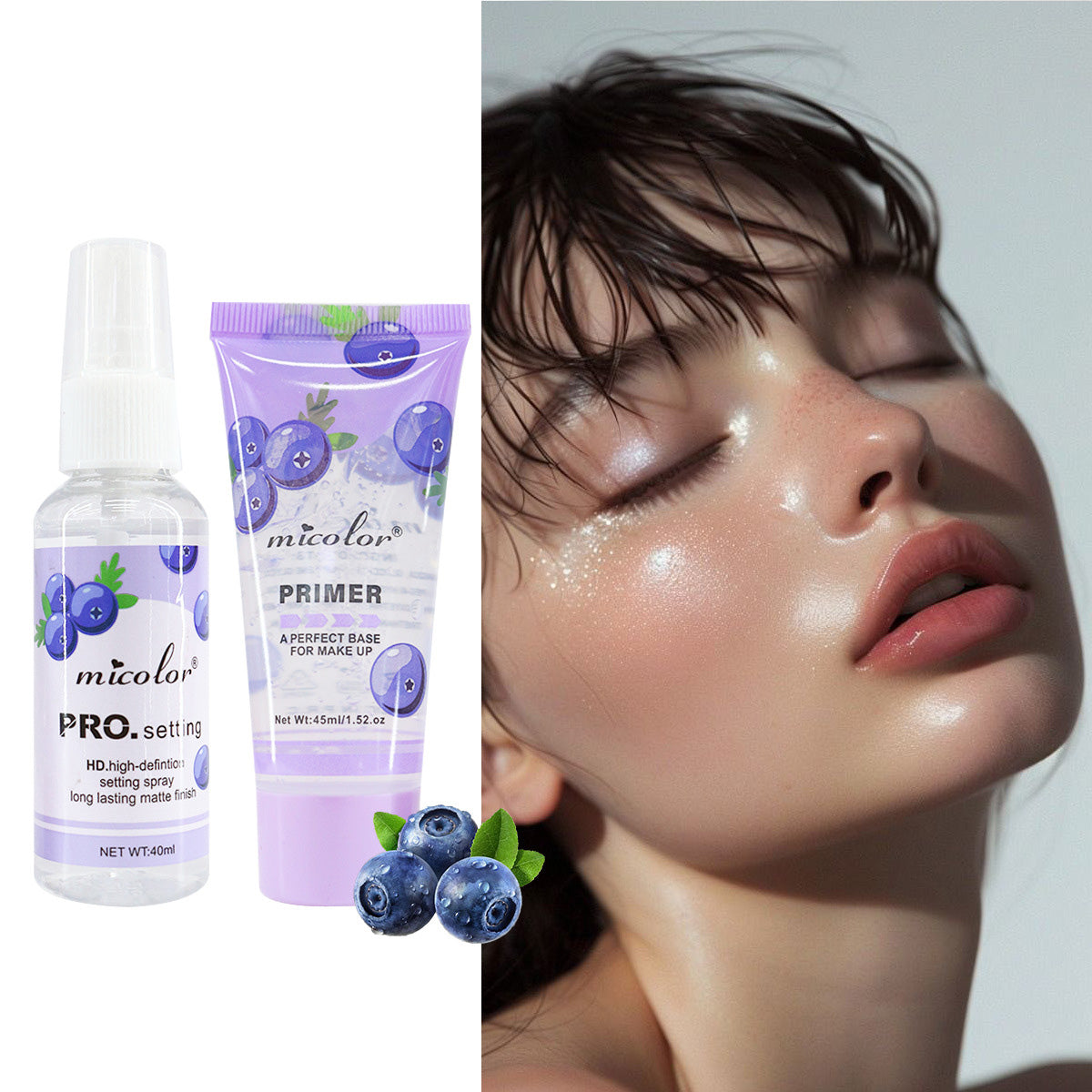 Set Holybook: Primer de Maquillaje + Spray Fijador | 3 Aromas Frutales – Uva, Durazno, Naranja（Mayoreo）