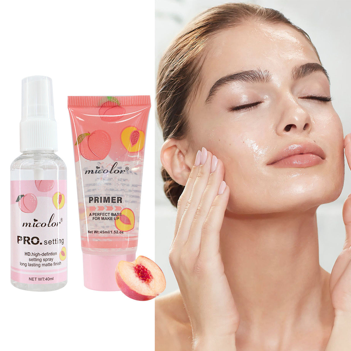 Set Holybook: Primer de Maquillaje + Spray Fijador | 3 Aromas Frutales – Uva, Durazno, Naranja（Mayoreo）