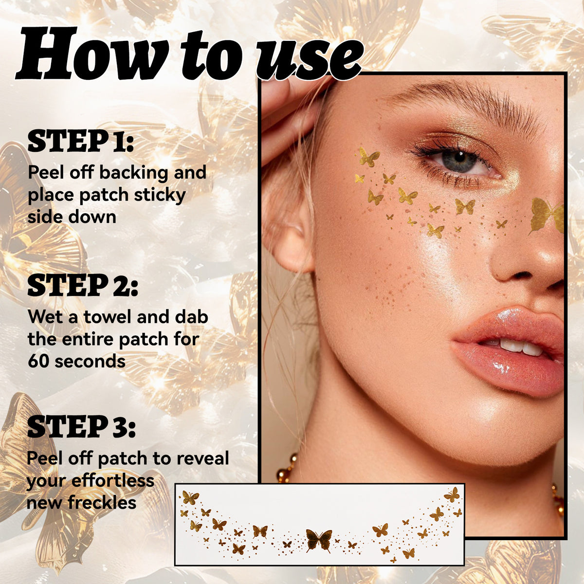 Stickers de Pecas Doradas – 11 diseños de tatuajes temporales brillantes para rostro y cuerpo（Mayoreo）