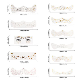 11 diseños diferentes de stickers de pecas doradas para rostro y cuerpo