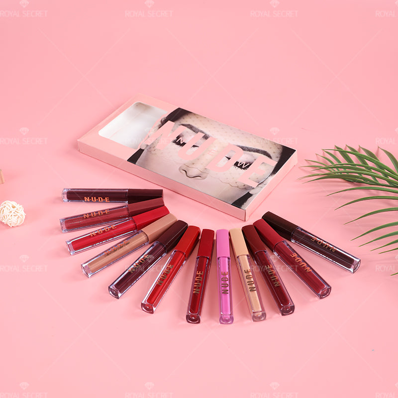 Juego de brillo de labios antiadherente de 12 piezas (Envío Inmediato)