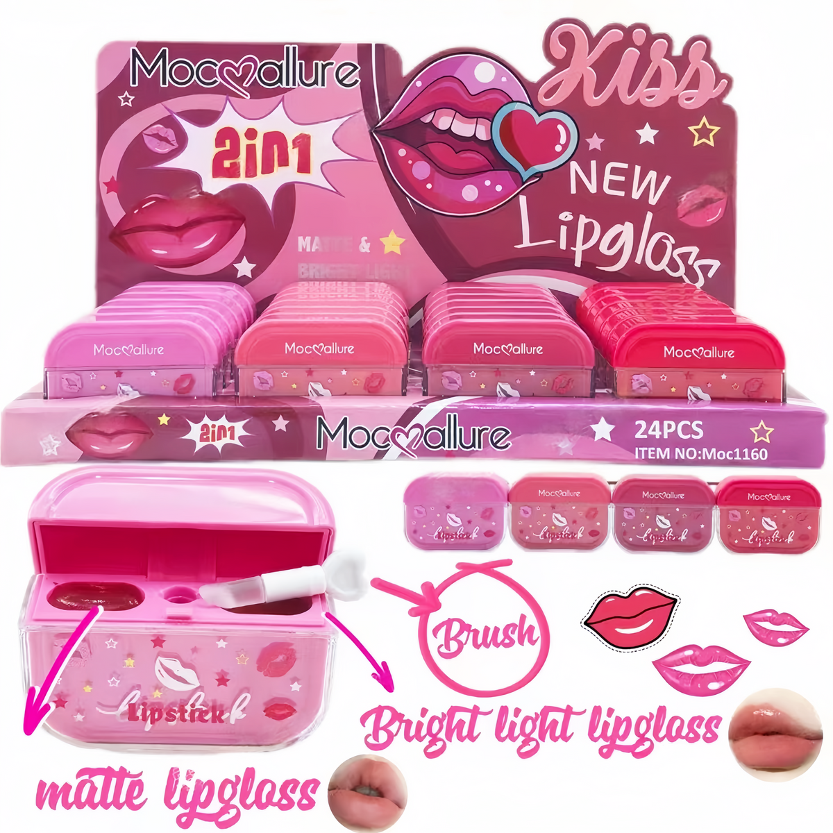 24 Piezas Holybook Labial Líquido en Forma de Audífono Bluetooth（Mayoreo）