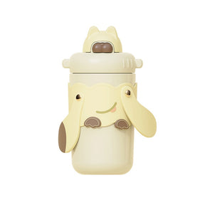 400ML Taza termo para ni?os de acero inoxidable con dibujos animados, taza con pajita para estudiantes (Personalizado)