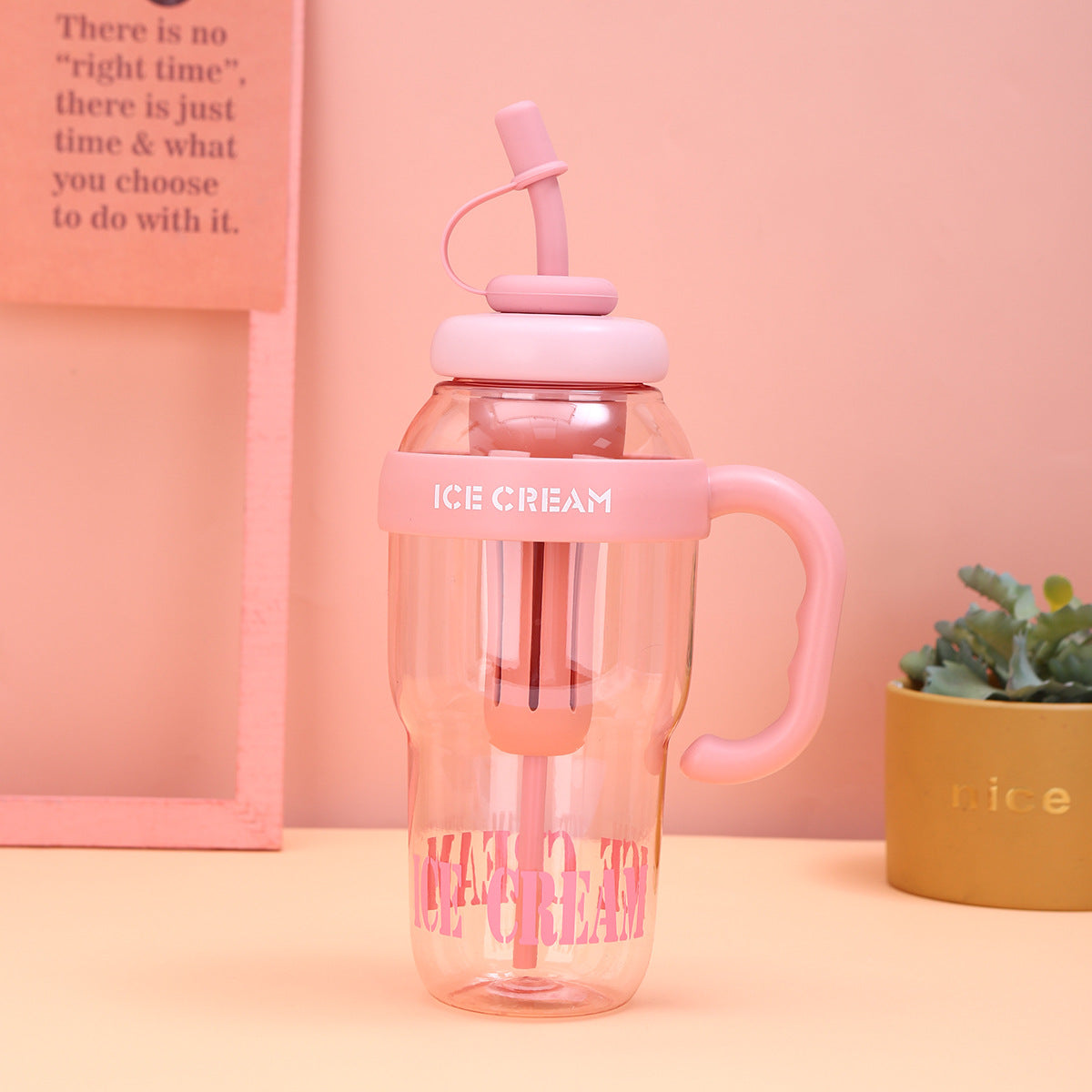 Taza de Plástico Económica 1300ML Nueva Taza Portátil de Gran Capacidad Con Asa（Mayoreo）
