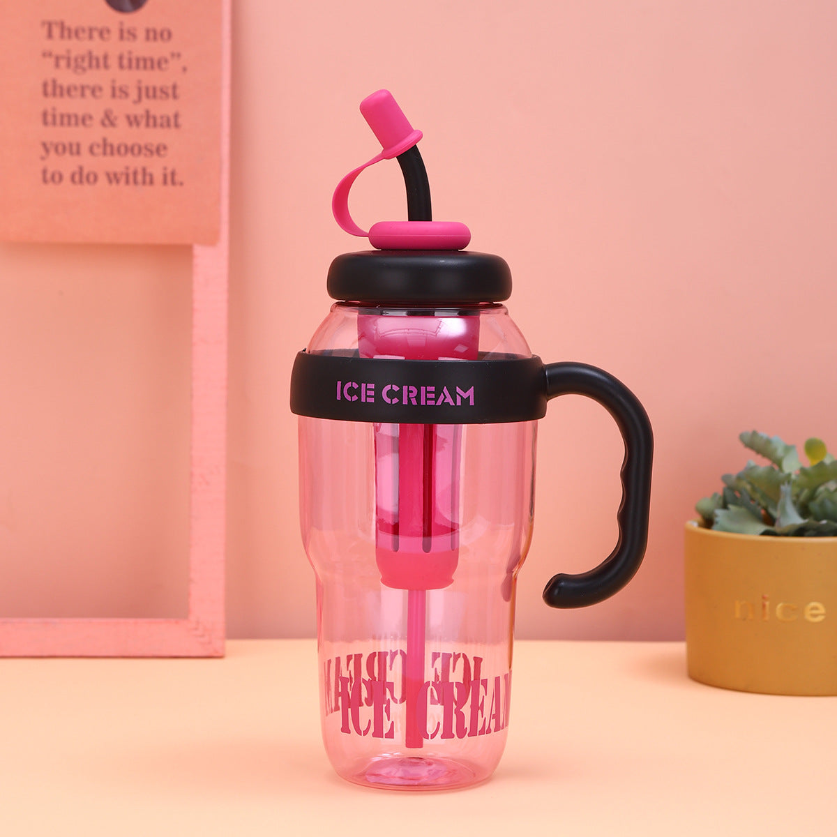 Taza de Plástico Económica 1300ML Nueva Taza Portátil de Gran Capacidad Con Asa（Mayoreo）