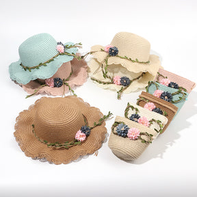 Sombrero De Paja Floral + Bolso Peque?o (300 Piezas)(Personalización) - HOLY BOOK