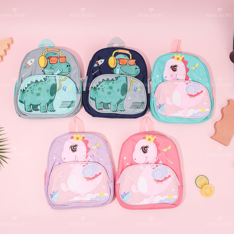 Mochila de estudiante de gran capacidad patchwork cartoon dinosaur backpack (Personalizado)