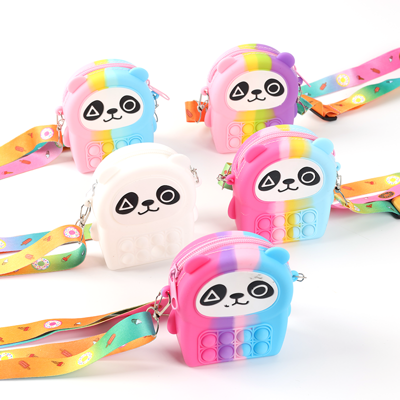 Bolsa De Silicona Para Ni?os Lindo Tote Degradado Bolso De Mano Con Forma De Panda (Personalizado)