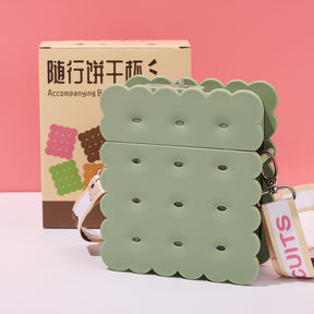 380 ml Minibotella cuadrada de galleta con pajita y correa (Personalización) - HOLY BOOK