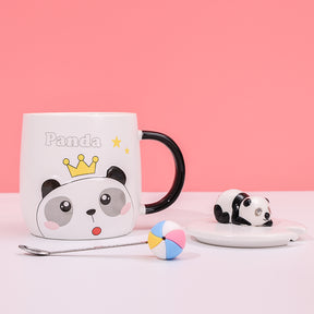 480ml Taza De Cerámica Panda De Dibujos Animados Con Cuchara (60 Pieces)(Personalización) - HOLY BOOK