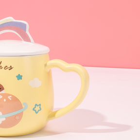 460 ml Taza De Planeta Taza De Agua De Cerámica Con Tapa Y Cuchara (Personalizado)