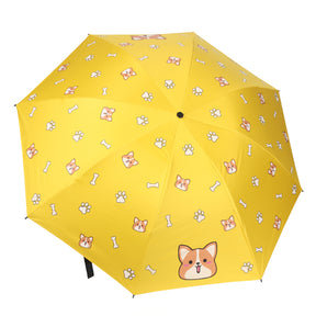Paraguas Con Estampado De Cachorro Manual Plegable Paraguas De Estudiante Lindo Anti-ultravioleta Portátil Sombrilla (Personalizado)