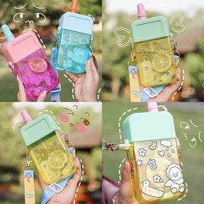 300ML Botella De Agua De Teléfono Móvil Con Paja Y Tirantes Ajustables(Personalización) - HOLY BOOK