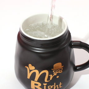 460 ml Taza De Pareja Taza De Agua De Cerámica Con Tapa (Personalizado)