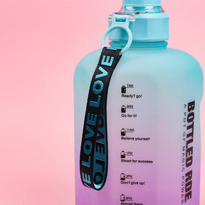 2.2L Botella Deportiva De Gran Capacidad Vaso De Agua De Plástico Degradado Con Asa Taza De Agua Inspiradora Escarchado (Personalizado)