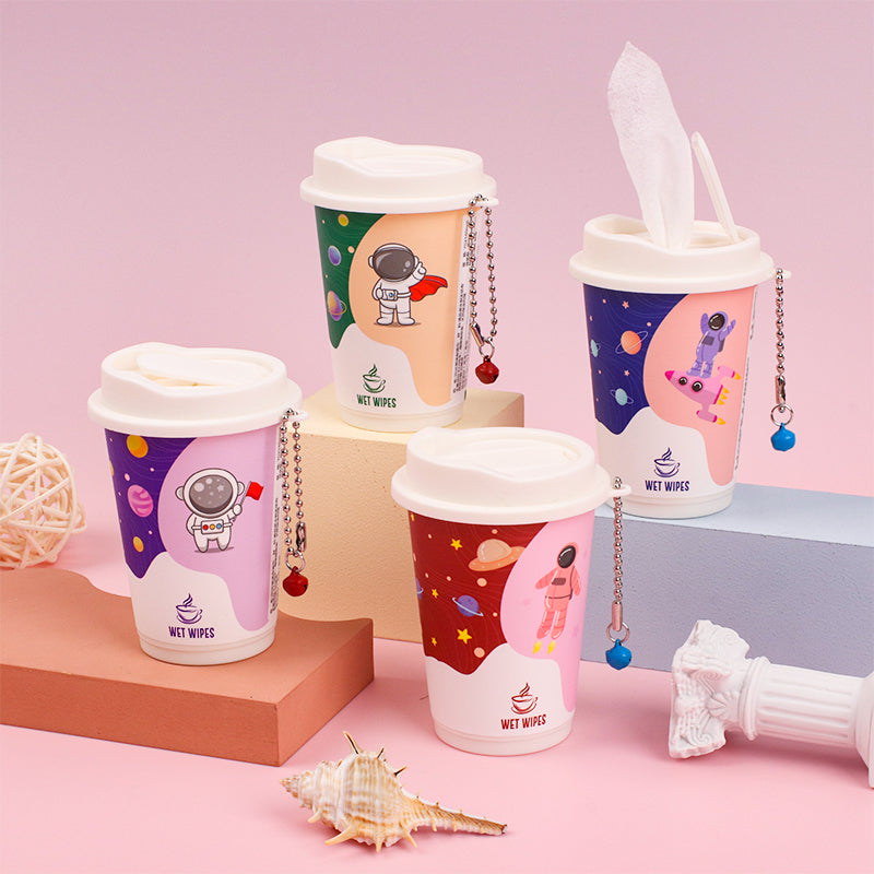 4 latas Cute Kawaii Toallitas Desmaquillantes En Lata Toallitas Húmedas Astronauta Portátil Tejido De Bebe 30 Hojas (Personalizado)