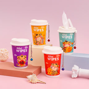 4 latas Toallitas Desmaquillantes En Lata Toallitas Húmedas Tigre De Dibujos Animados Tejido De Bebe 30 Hojas (Personalizado)
