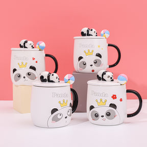 480ml Taza De Cerámica Panda De Dibujos Animados Con Cuchara (60 Pieces)(Personalización) - HOLY BOOK