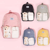 Mochila de estudiante de gran capacidad bear doll backpack (Personalizado)