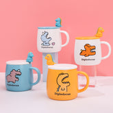 400 ml Taza De Dinosaurio De Dibujos Animados Taza De Agua De Cerámica Con Cuchara (Personalizado)