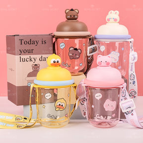 435ML Linda Botella De Agua De Animales De Dibujos Animados Con Bandolera (Personalización) - HOLY BOOK