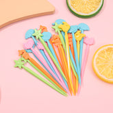 10 Piezas Palillos De Dientes Para Ni?os Tenedor De Fruta De Dibujos Animados Tenedores De Resina Reutilizable (Personalizado)