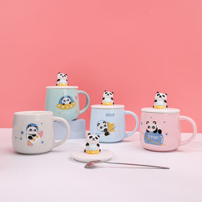 480ml Taza De Cerámica Panda Astronaut Con Cuchara (60 Pieces)(Personalización) - HOLY BOOK