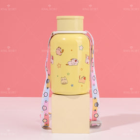 220ML Taza de agua aislada con correa cruzada de acero inoxidable 304 con dise?o de gato lindo de dibujos animados(Personalización) - HOLY BOOK