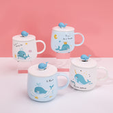 480ml Taza De Cerámica De Ballena De Dibujos Animados Con Tapa Y Cuchara (60 Pieces)(Personalización) - HOLY BOOK