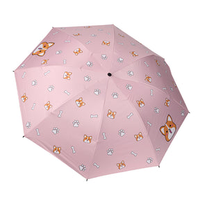 Paraguas Con Estampado De Cachorro Manual Plegable Paraguas De Estudiante Lindo Anti-ultravioleta Portátil Sombrilla (Personalizado)