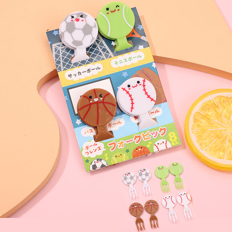 8 Piezas Tenedor De Fruta De Dibujos Animados Palillos De Dientes Para Ni?os Tenedores De Resina Reutilizable (Personalizado)