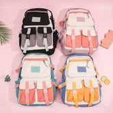 Mochila de estudiante de gran capacidad patchwork moda casual mochila de hombro (Personalizado)