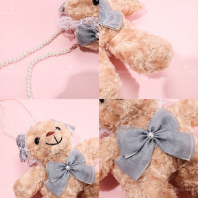 Arco bolso de peluche de forma de oso lindo mu?eca de dibujos animados una bolsa de hombro（Mayoreo）