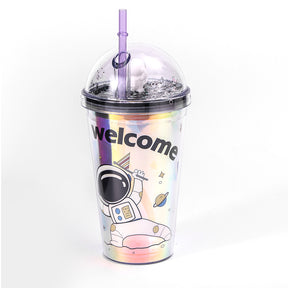 Vaso Frío Astronauta LED Con Pajita 450ML (60 Pieces) - HOLY BOOK