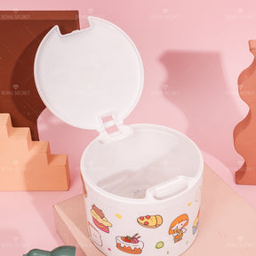 Round flip desktop bin con pegatinas (Personalizado)