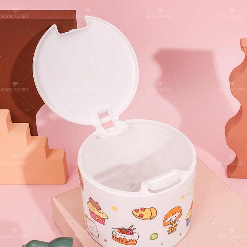 Round flip desktop bin con pegatinas (Personalizado)