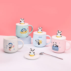 480ml Taza De Cerámica Panda Astronaut Con Cuchara (60 Pieces)(Personalización) - HOLY BOOK