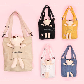Bonito cartoon bear tote bag color sólido una bolsa de hombro（Mayoreo）