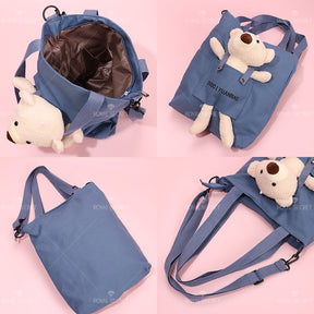 Bonito cartoon bear tote bag color sólido una bolsa de hombro（Mayoreo）