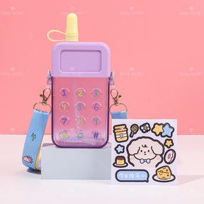 300ML Botella De Agua De Teléfono Móvil Con Paja Y Tirantes Ajustables(Personalización) - HOLY BOOK