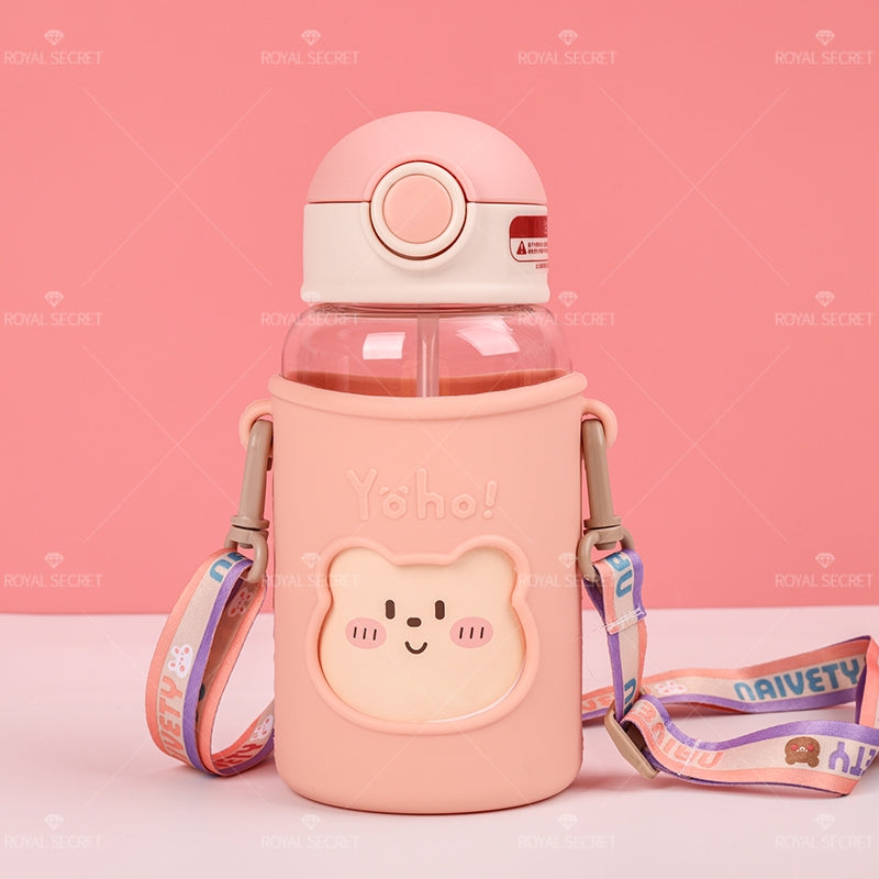 650ML Oso Botella De Agua Con Pajita Y Estuche(Personalización) - HOLY BOOK